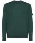 Maglia Lana Merino Peuterey THERA verde scuro a girocollo, in misto lana merino, con finiture a coste e taglio classico per uomo.