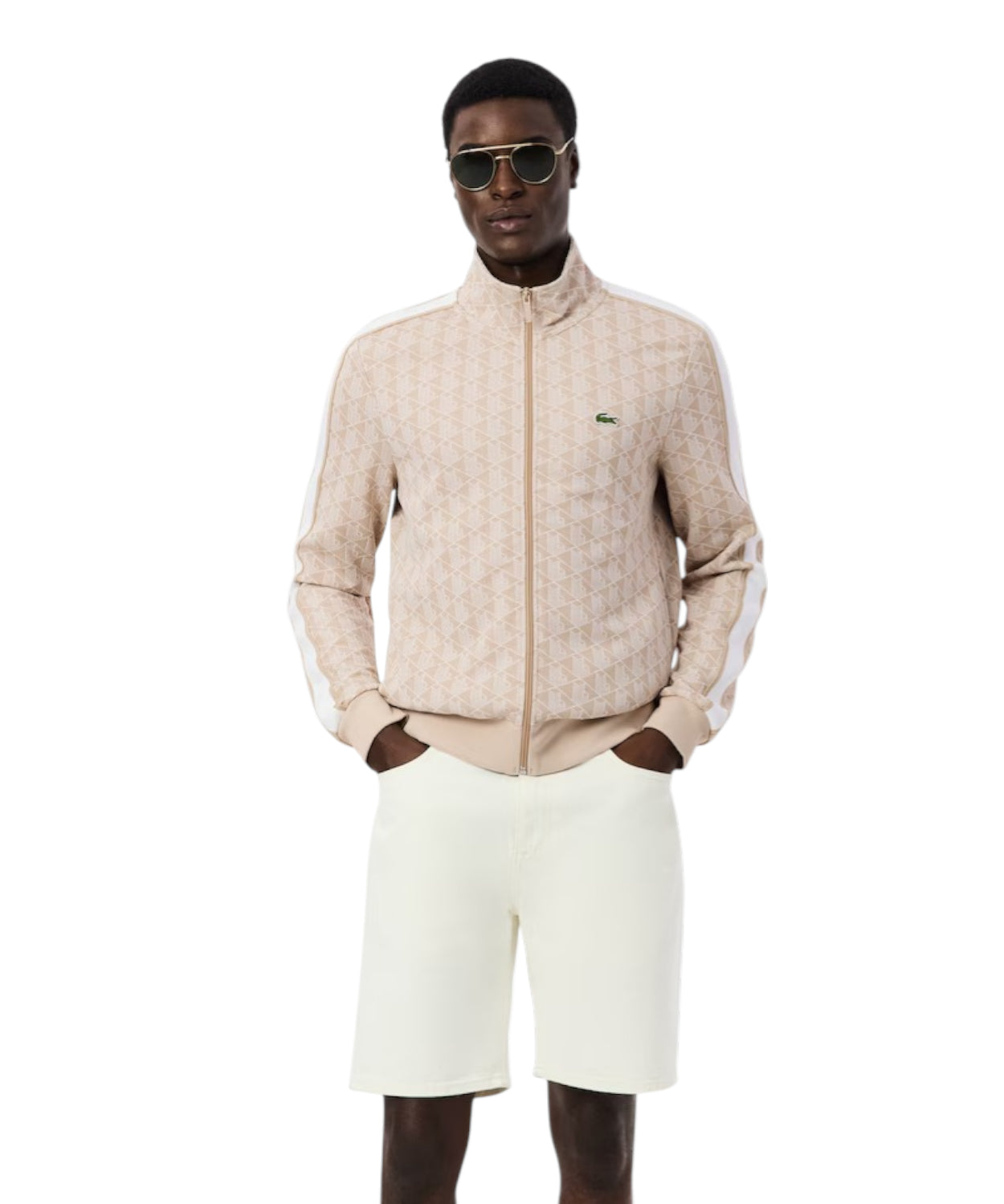 Felpa Lacoste Paris con Zip in Jacquard