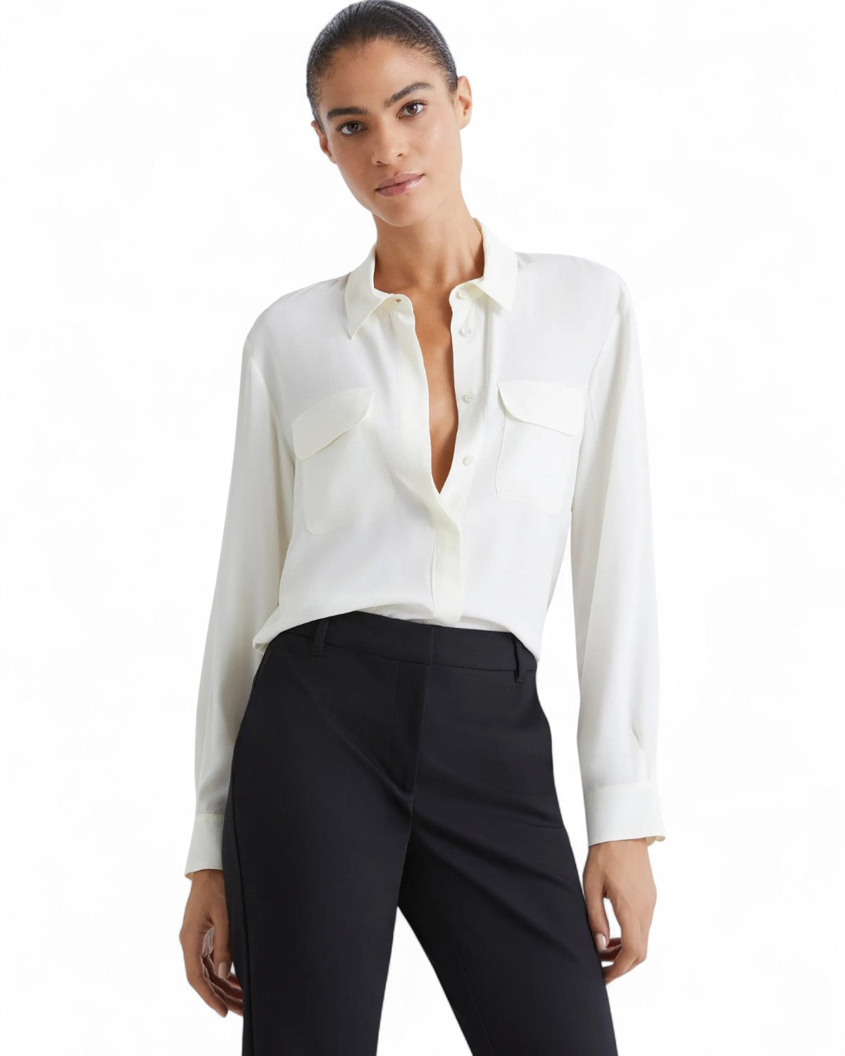 Camicia in misto seta con tasche applicate-Marella-Camicie-Vittorio Citro Boutique