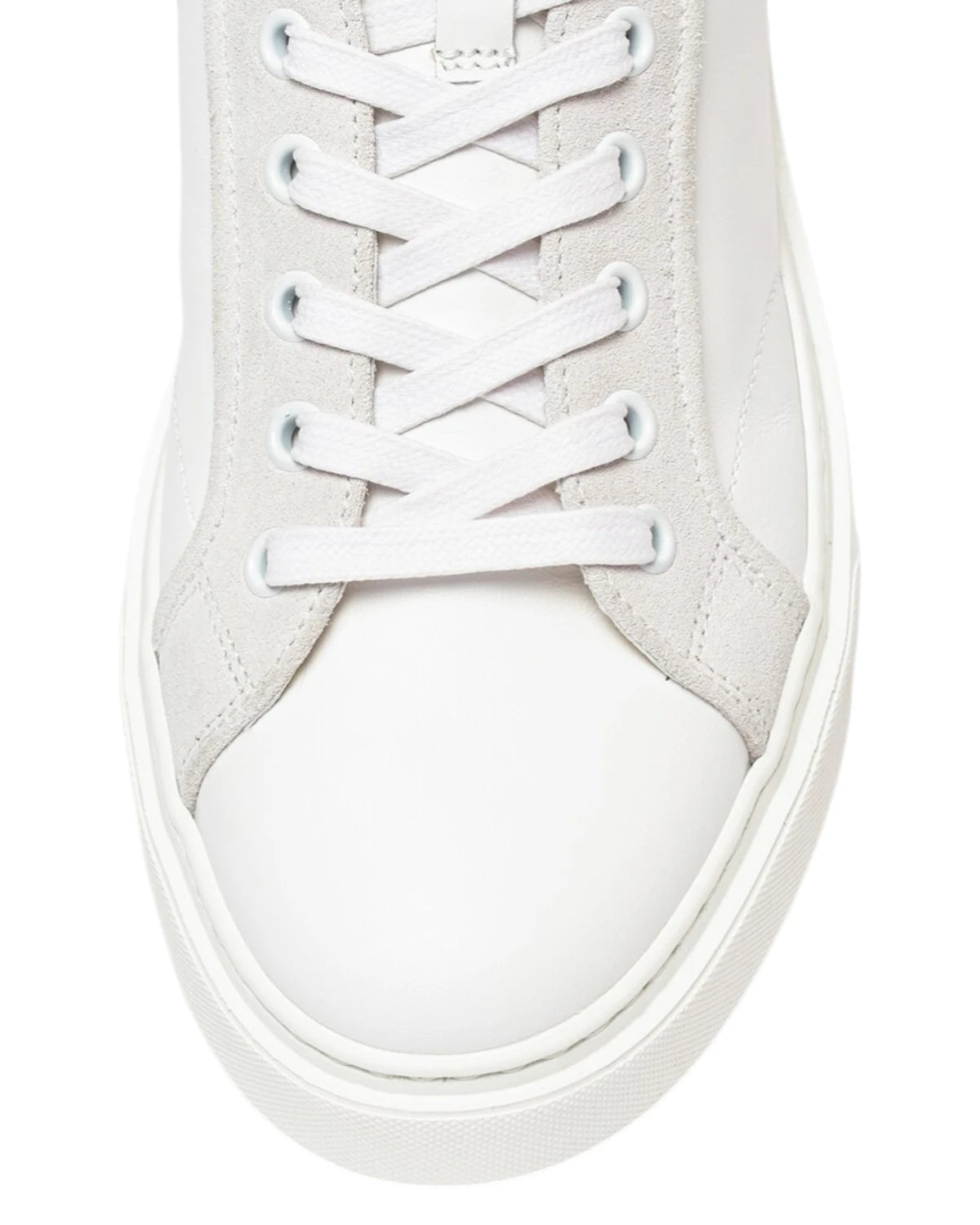 Sneakers Donna High Top in Pelle Bianca e Tessuto Beige con Zip Laterale