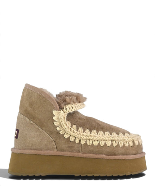 Bottines plateforme Mou Mini Eskimo en daim et peau lainée