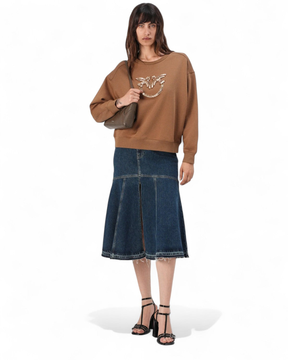 Felpa Girocollo con Ricamo Gioiello Love Birds-Pinko-Maglieria-Vittorio Citro Boutique