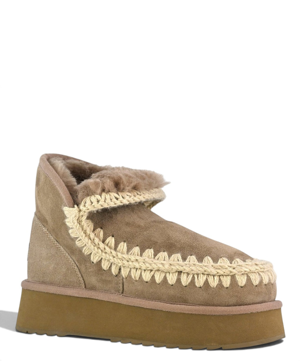 Bottines plateforme Mou Mini Eskimo en daim et peau lainée