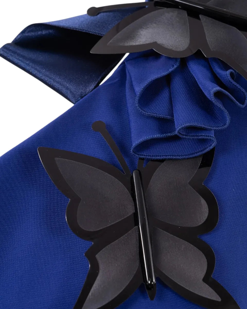 Abito Monospalla in Tessuto Tecno Fluido con Maxi Fiocco e Spille Butterfly-Emporio Armani-Abiti-Vittorio Citro Boutique