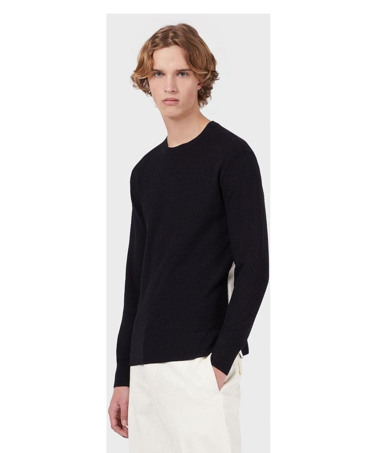 Maglione a trama diagonale con banda laterale Emporio Armani 2