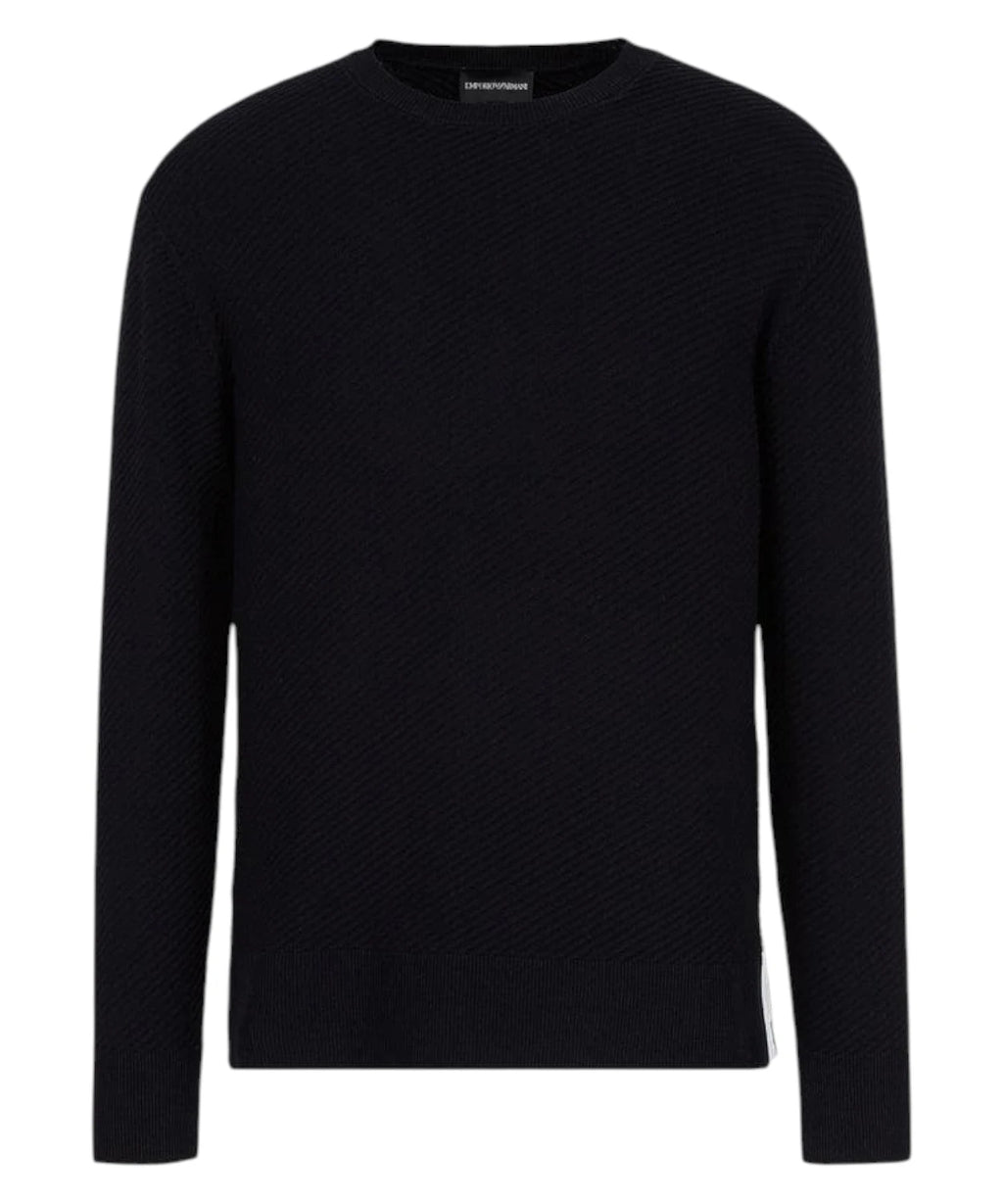 Pull à maille diagonale avec bande latérale Emporio Armani