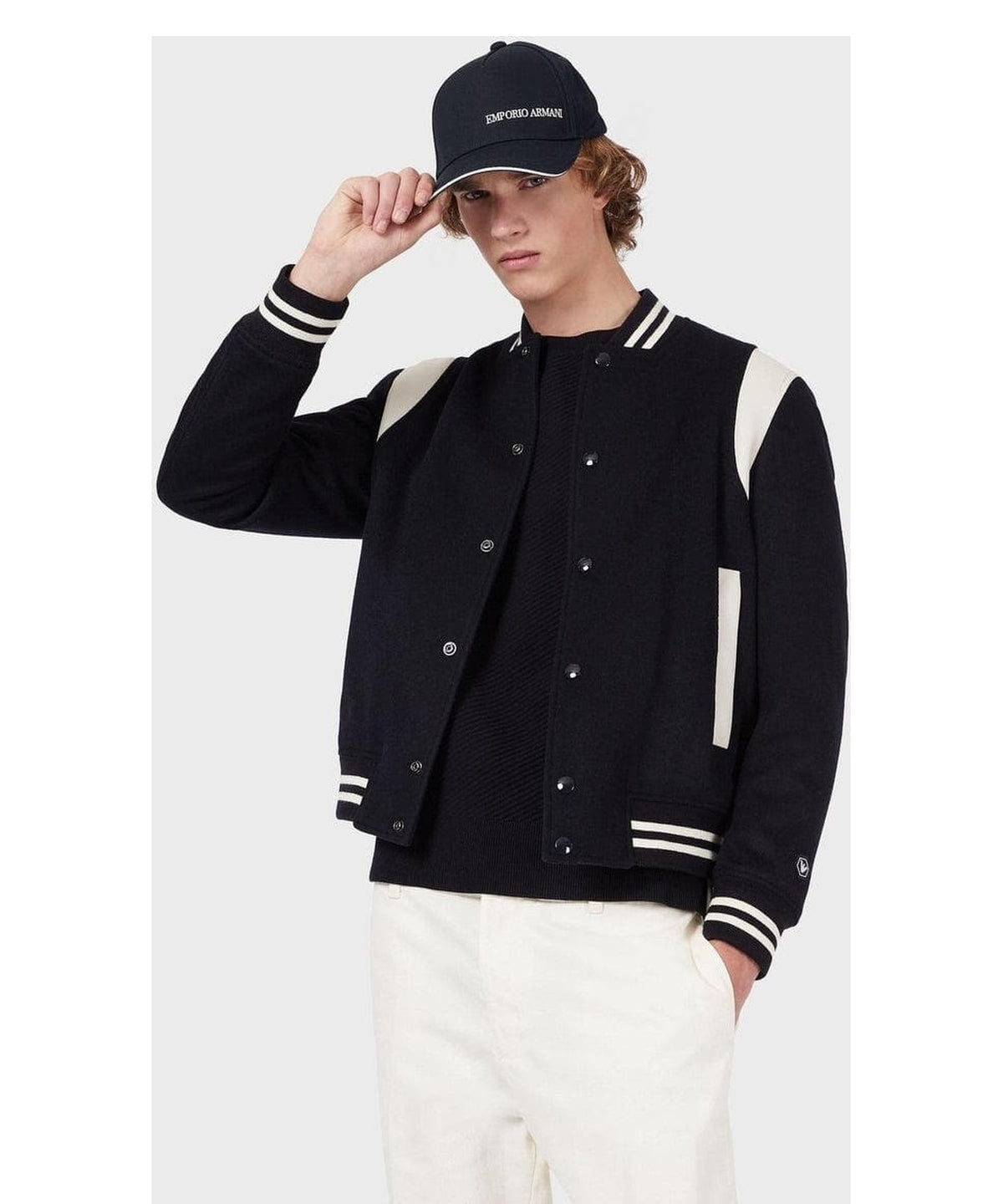 Maglione a trama diagonale con banda laterale Emporio Armani 4