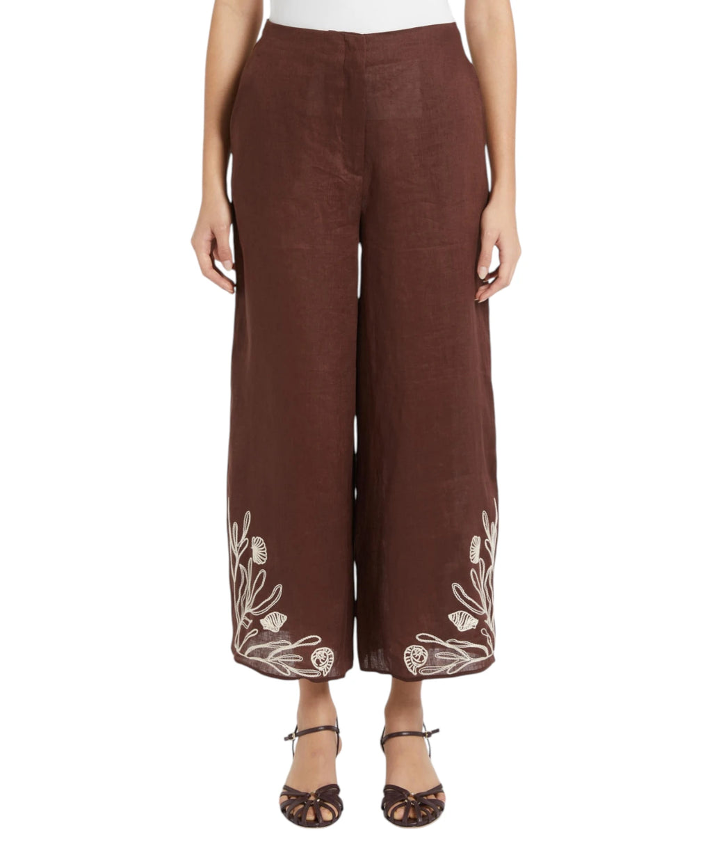 Pantaloni Donna Marella Dolce Lino con Ricamo