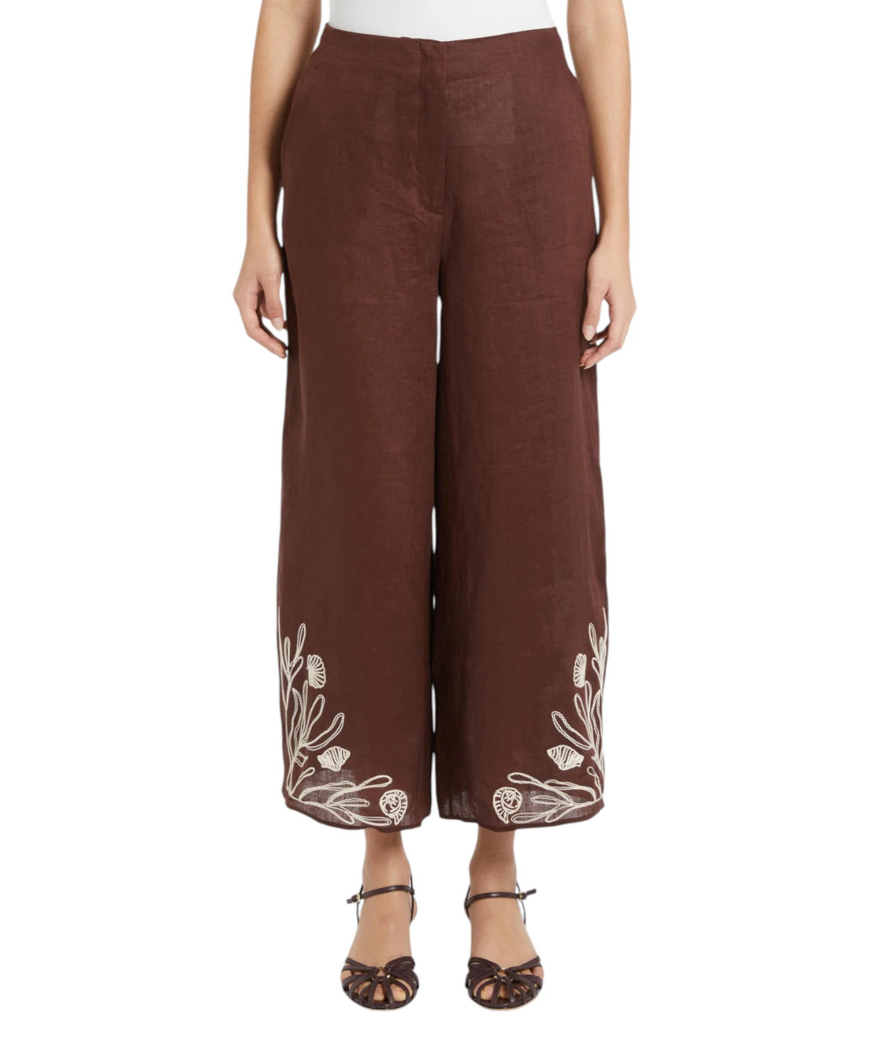 Pantaloni Donna Marella Dolce Lino con Ricamo