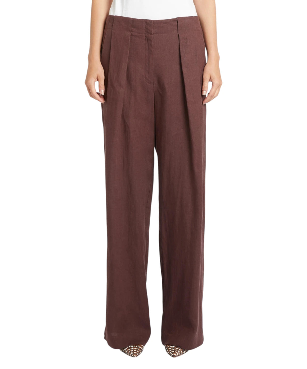 Pantalon RETE Marella en lin avec double pince