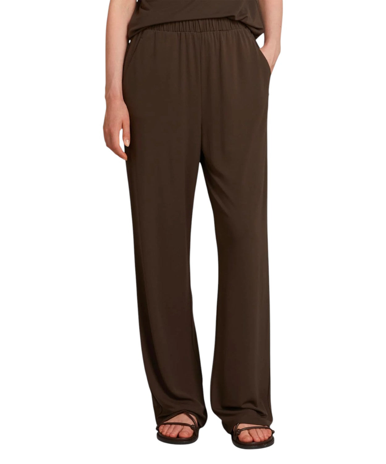 Pantalon femme OZONO jambe droite en jersey crêpe
