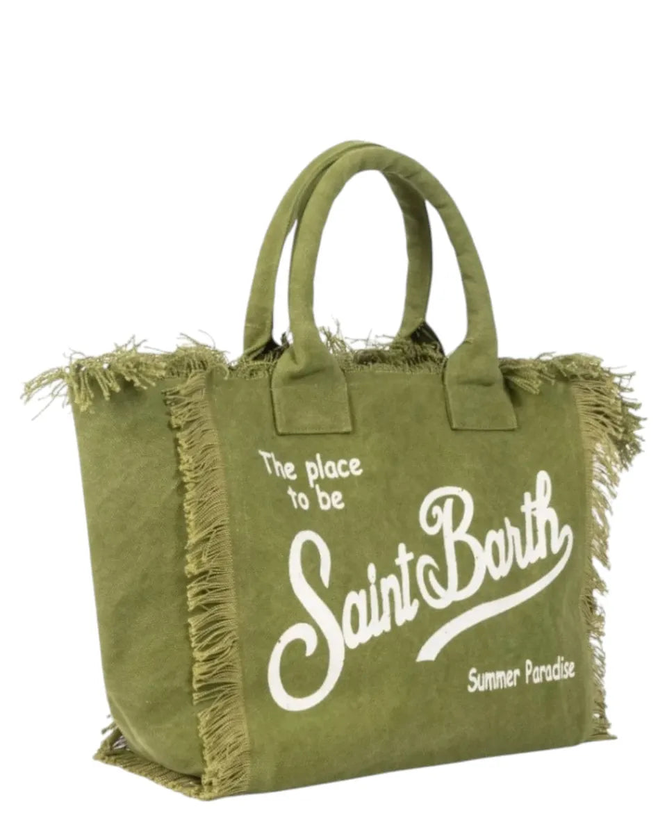 Borsa tote Vanity in cotone tinta unita con frange-Borse a mano-Mc2 Saint Barth-Vittorio Citro Boutique