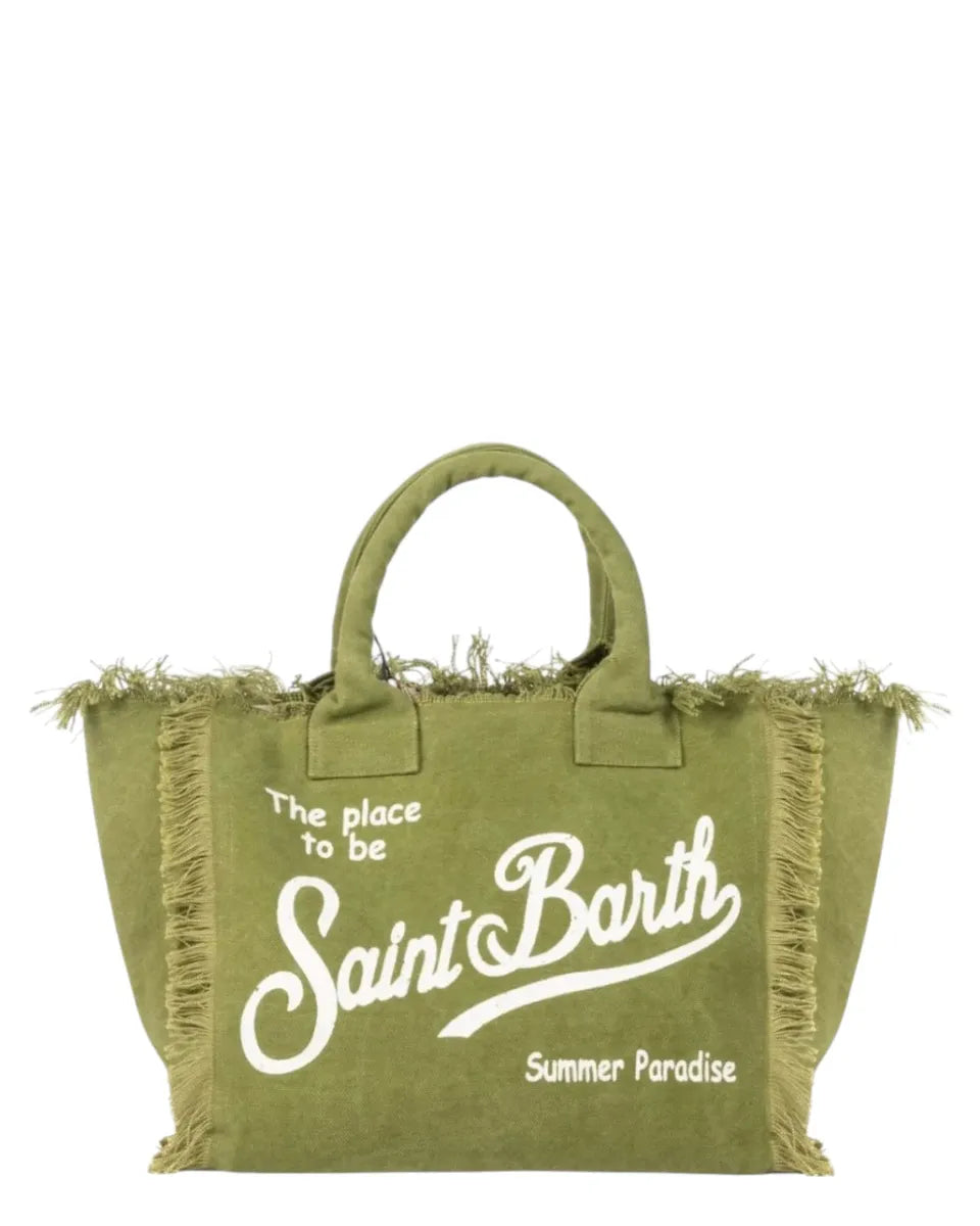 Borsa tote Vanity in cotone tinta unita con frange-Borse a mano-Mc2 Saint Barth-Vittorio Citro Boutique