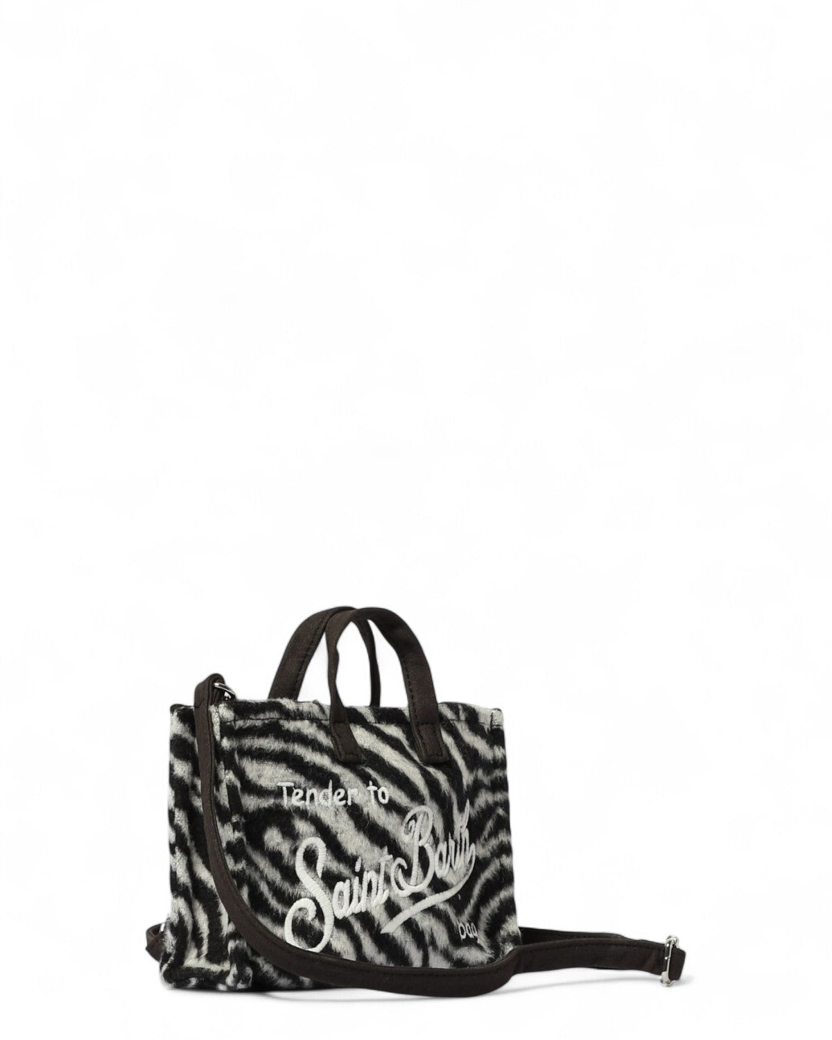 Phone bag in feltro con stampa zebrata-Mc2 Saint Barth-Borse a mano-Vittorio Citro Boutique