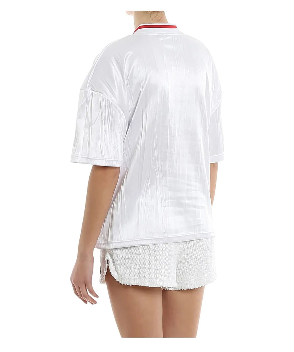 T-shirt Fila Miu Crimped Bianca con Maxi Logo in Paillettes 3