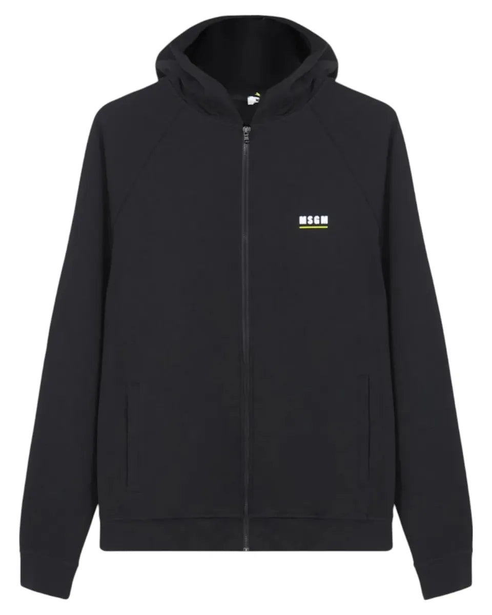 Felpa nera con cappuccio MSGM micro logo frontale-Msgm-Felpe-Vittorio Citro Boutique