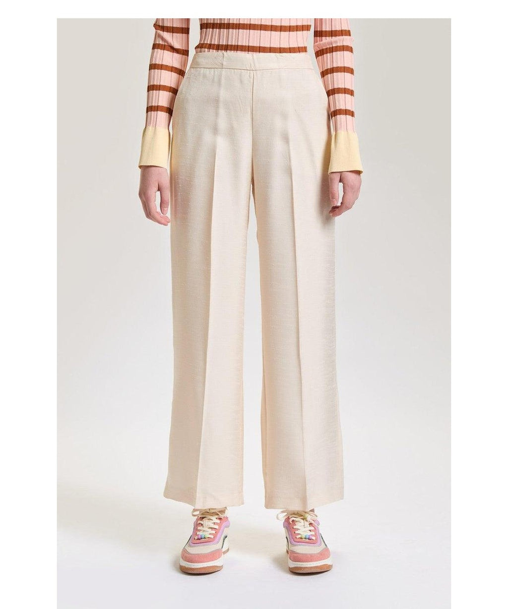 Pantalone Donna Gamba Dritta in Cady Fiammato 6