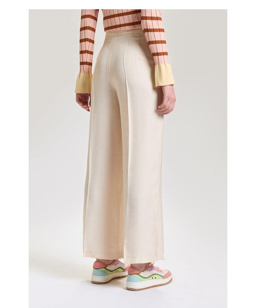Pantalone Donna Gamba Dritta in Cady Fiammato 7