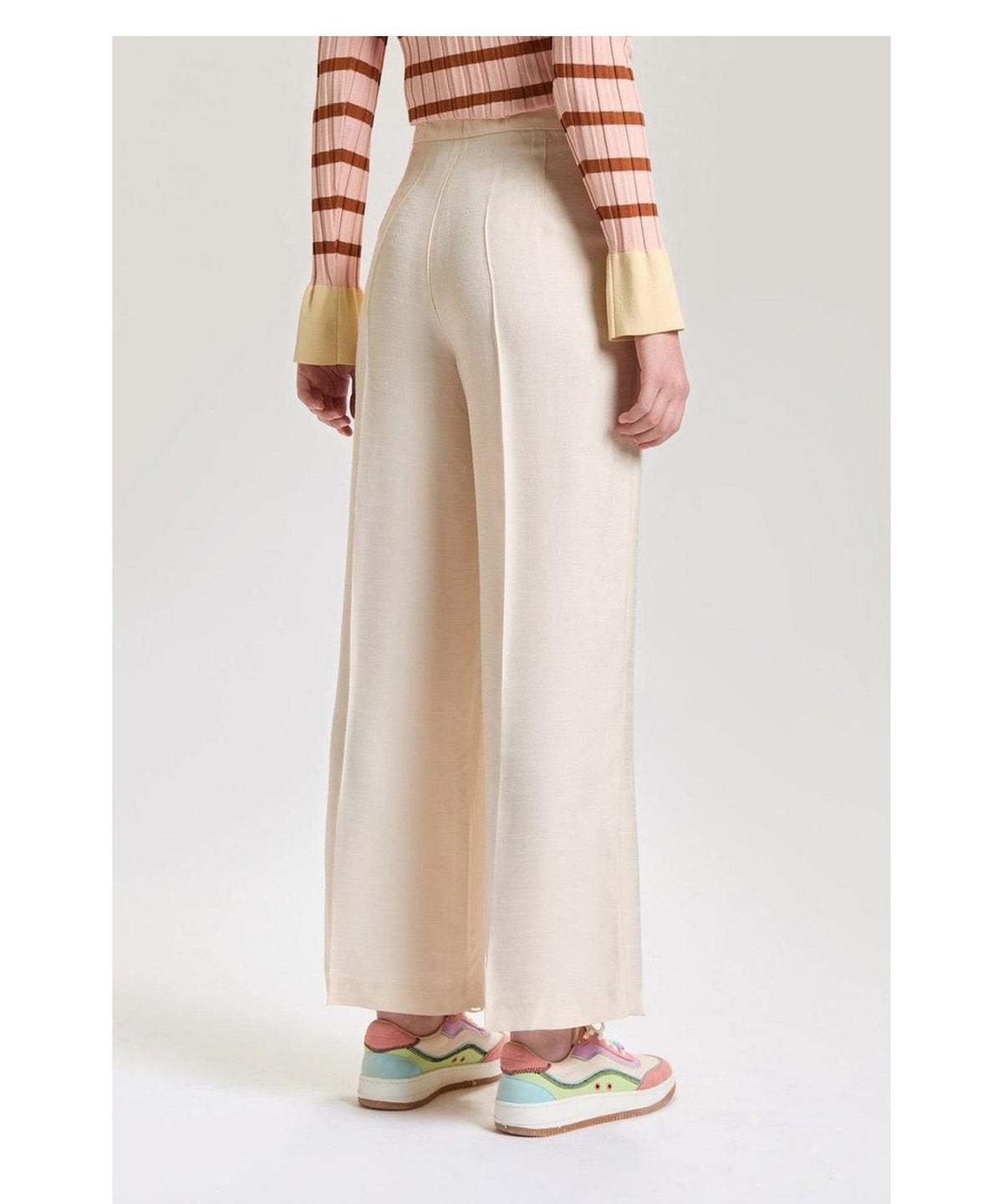 Pantalone Donna Gamba Dritta in Cady Fiammato 7