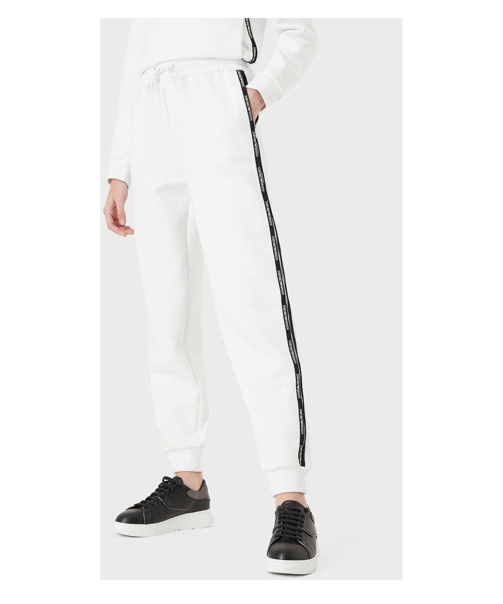 Pantaloni jogger in double jersey con tape logo e zip laterale 2