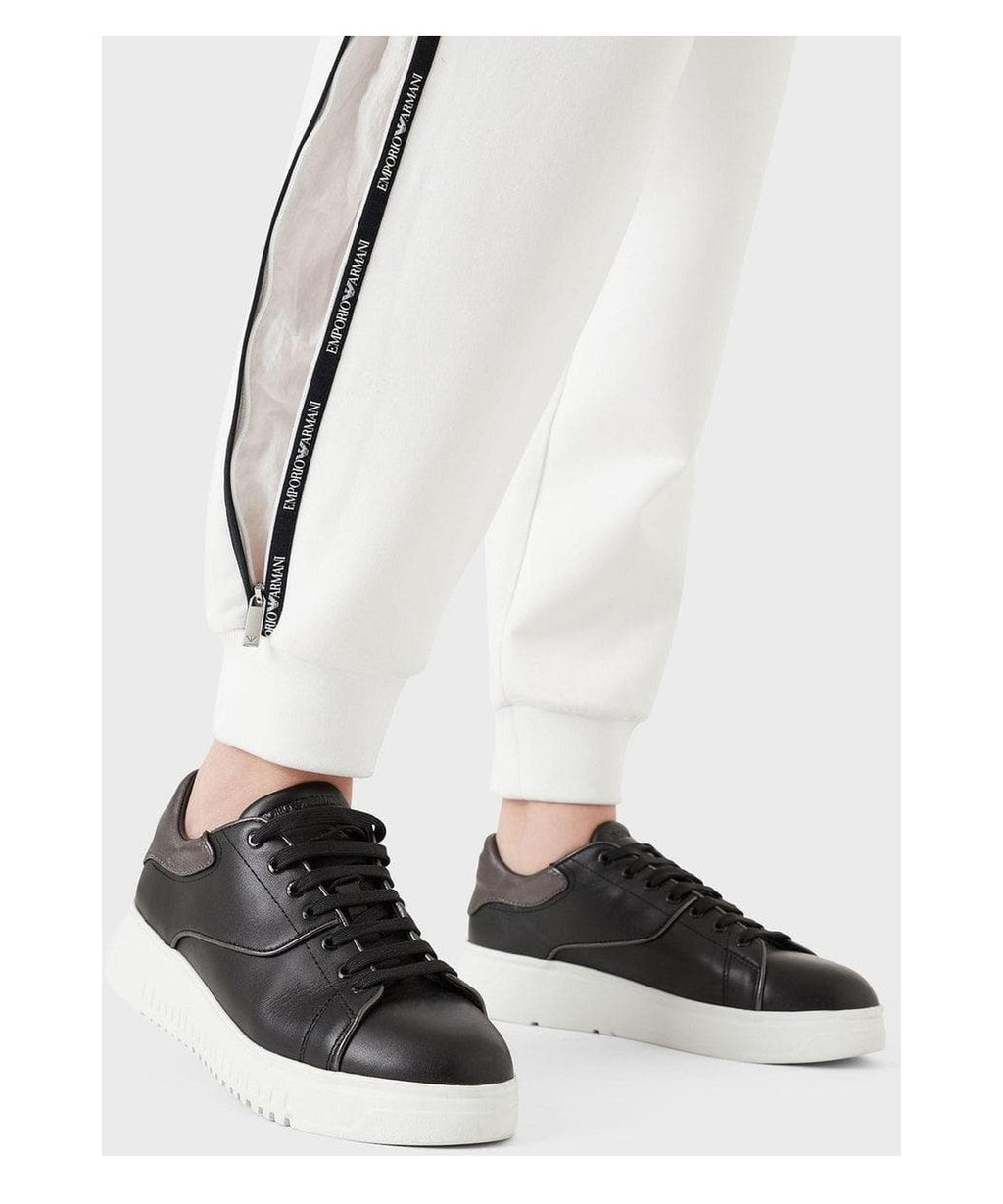 Pantaloni jogger in double jersey con tape logo e zip laterale 4