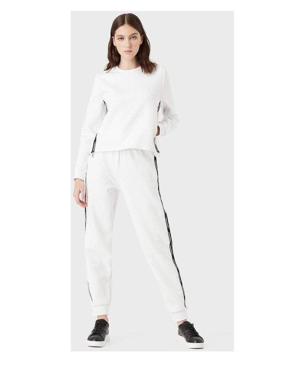 Pantaloni jogger in double jersey con tape logo e zip laterale 5