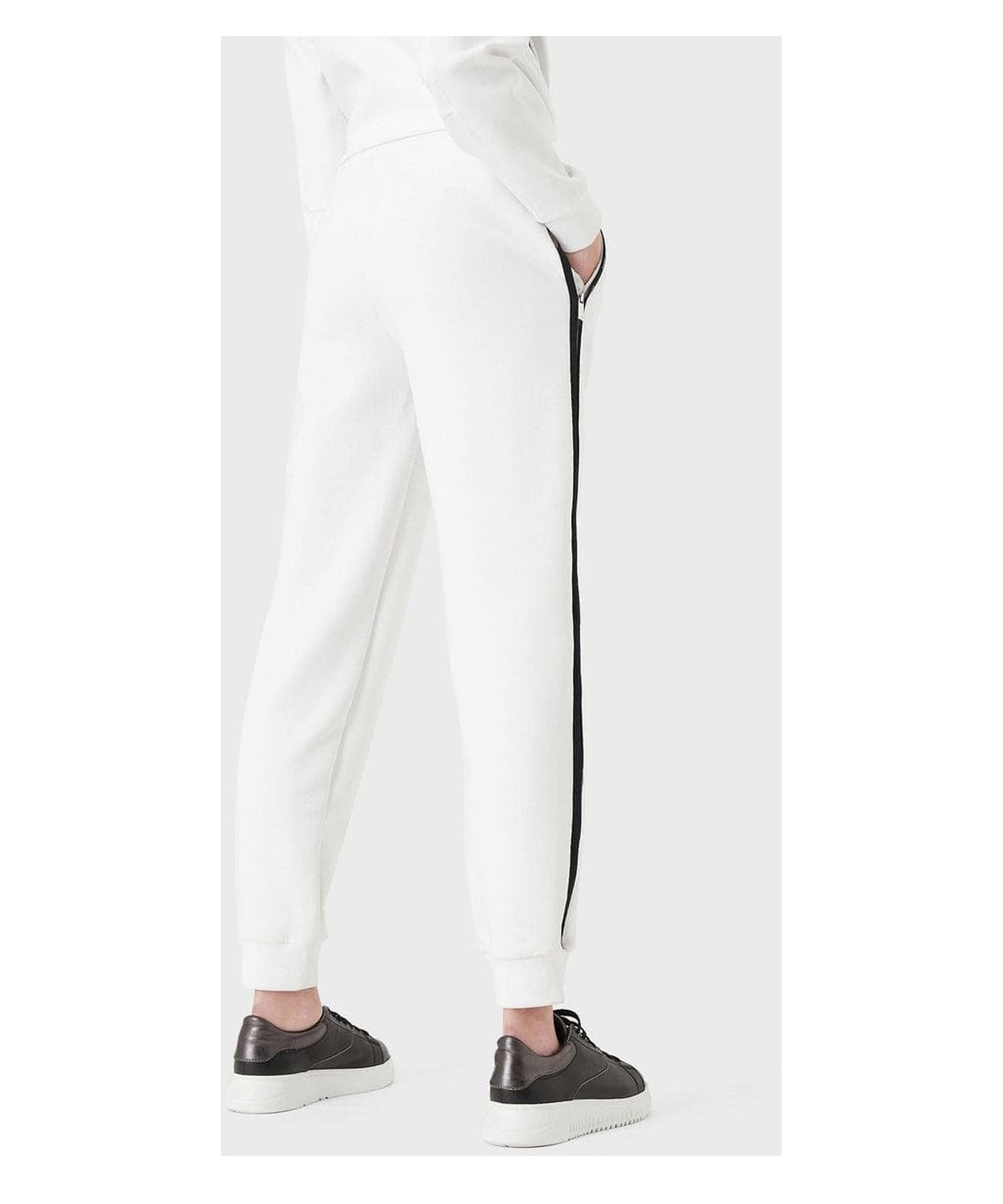 Pantaloni jogger in double jersey con tape logo e zip laterale 3
