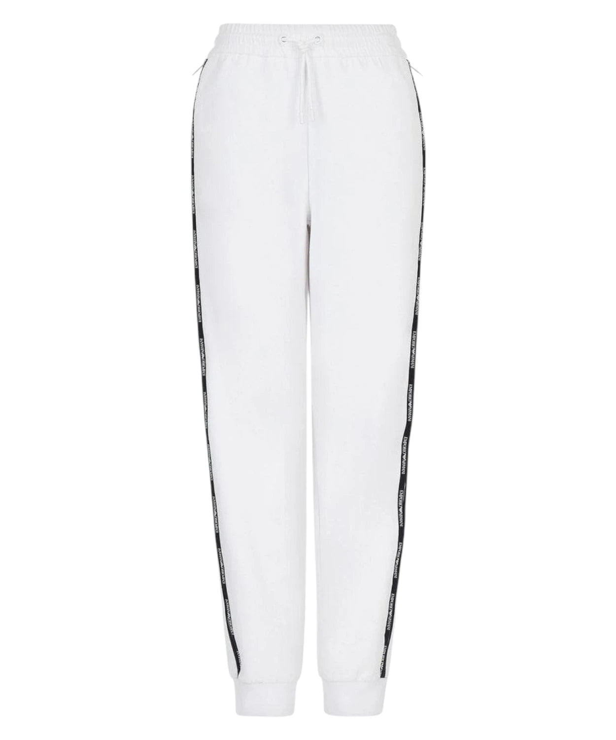 Pantalon jogger en double jersey avec bande logo et zip latéral