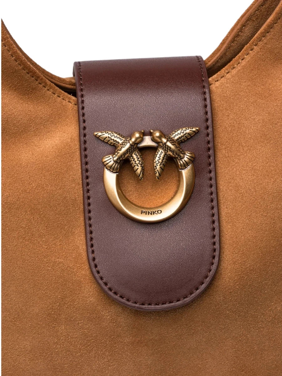 Mini Hobo Bag in Suede e Pelle-Pinko-Borse a spalla-Vittorio Citro Boutique
