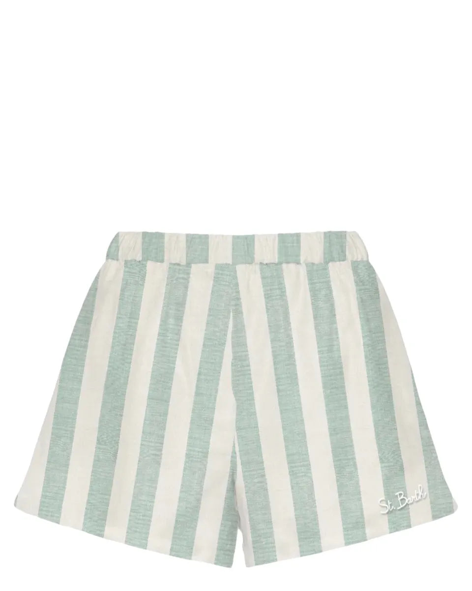 Shorts in Lino Meave a Righe Beige-Shorts-Mc2 Saint Barth-Vittorio Citro Boutique