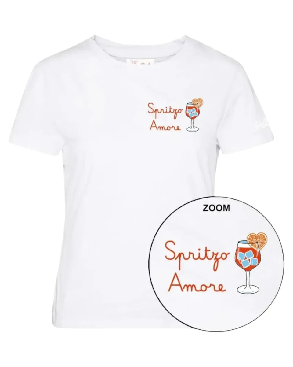 T-shirt Emilie con ricamo “Spritzo Amore” in cotone-Mc2 Saint Barth-T-shirt-Vittorio Citro Boutique