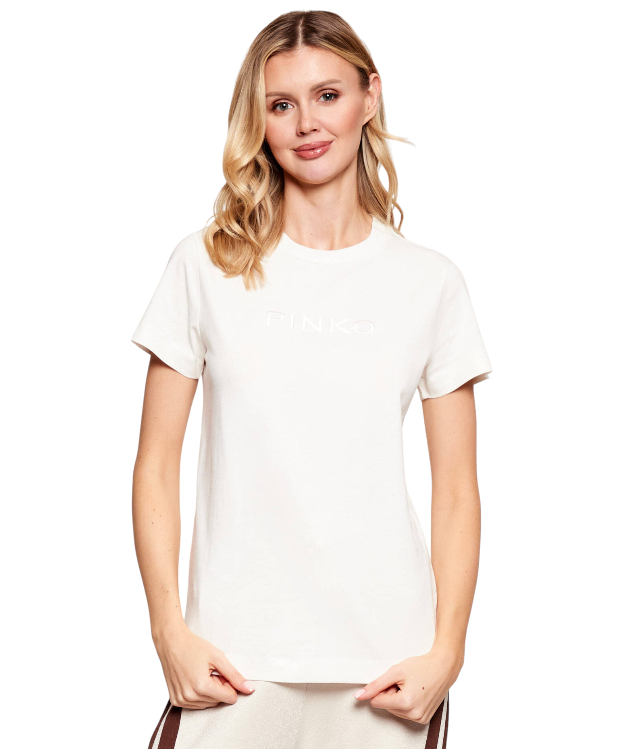 T-Shirt PINKO Start in cotone con logo ricamato