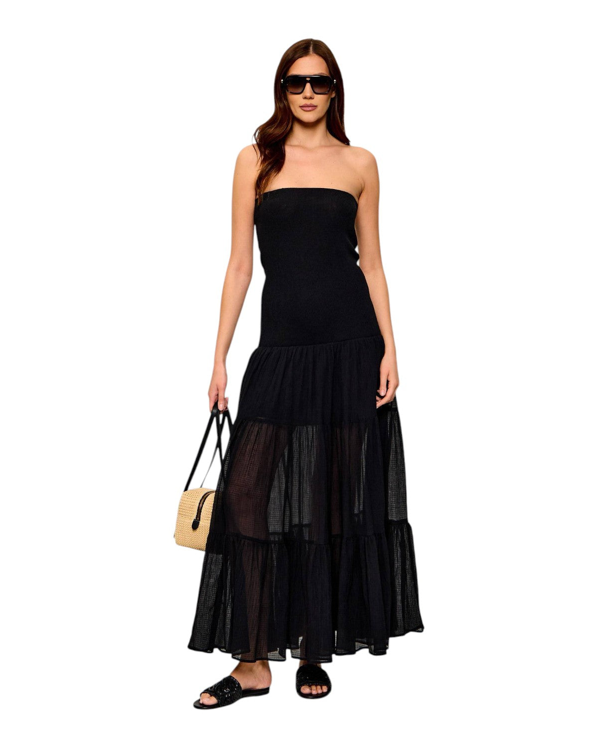 Robe longue Pinko Baveno sans manches en coton et soie