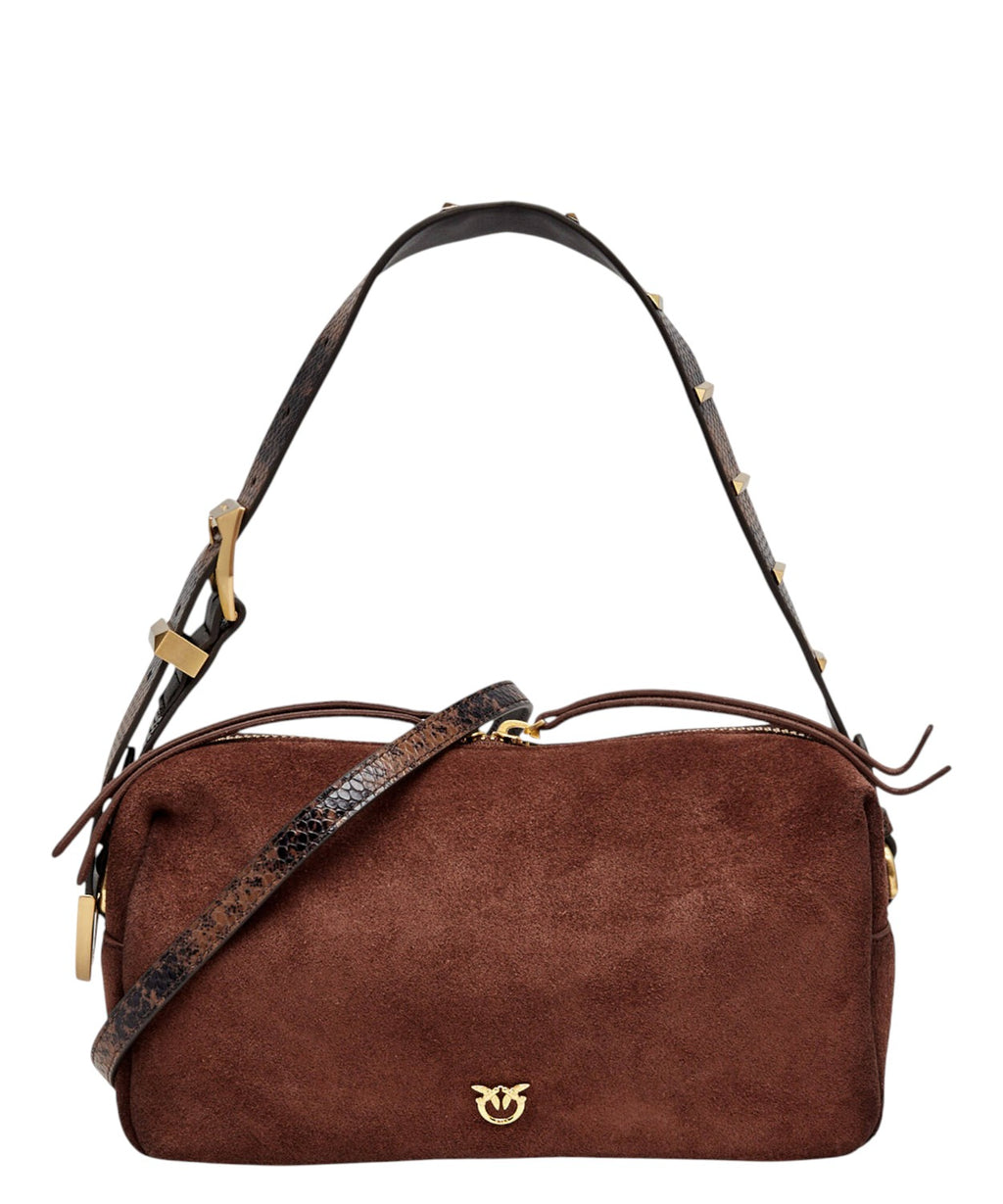 Sac Bauletto Pinko en daim avec bandoulière effet python