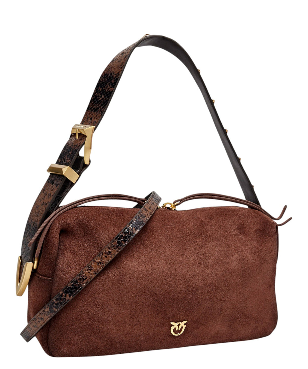 Sac Bauletto Pinko en daim avec bandoulière effet python
