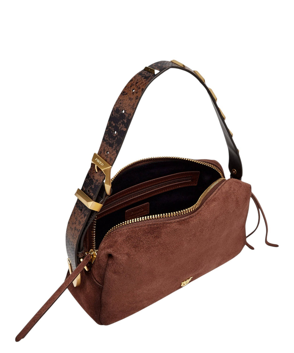 Sac Bauletto Pinko en daim avec bandoulière effet python