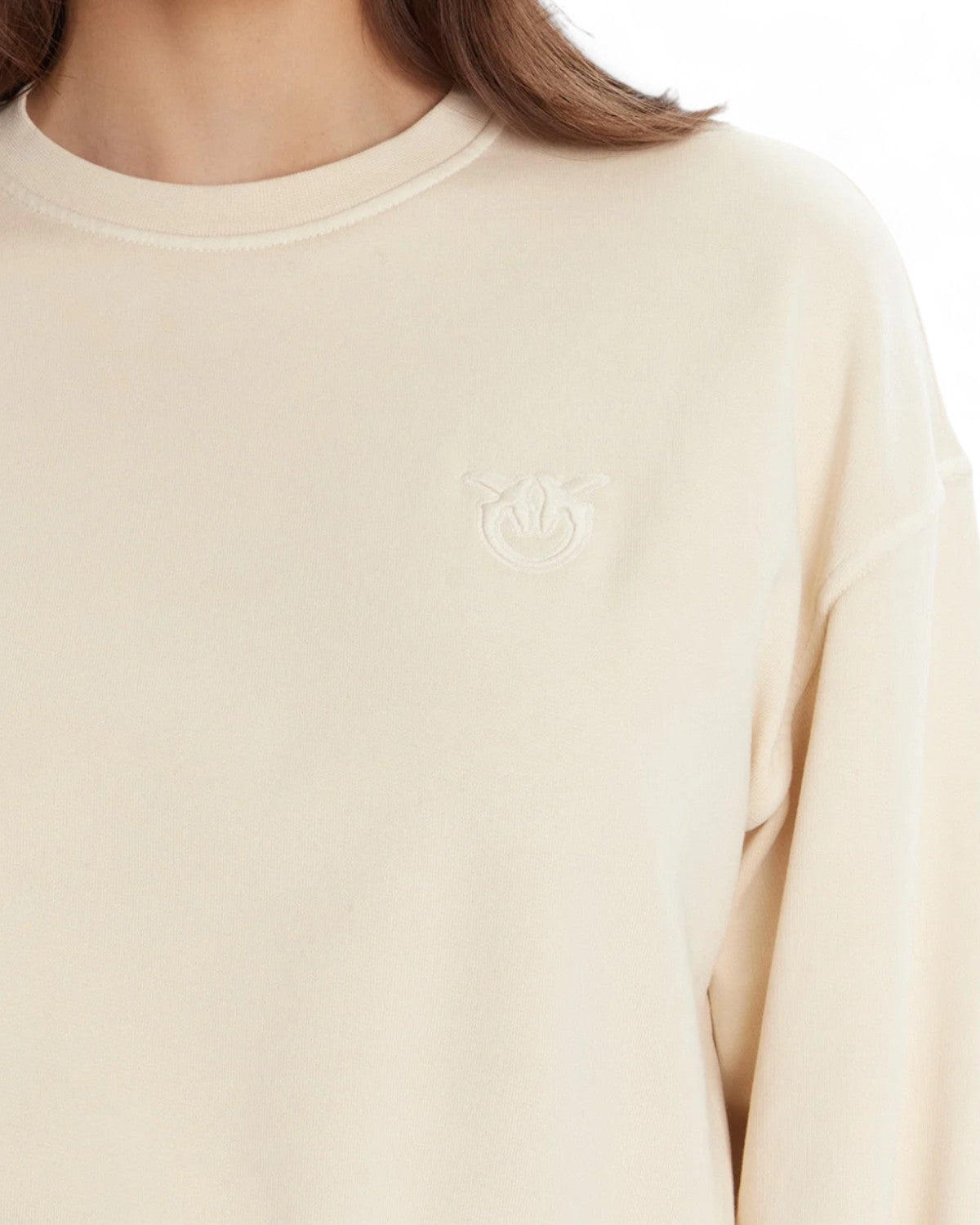 Felpa in Cotone con Ricamo Love Birds-Pinko-Maglieria-Vittorio Citro Boutique