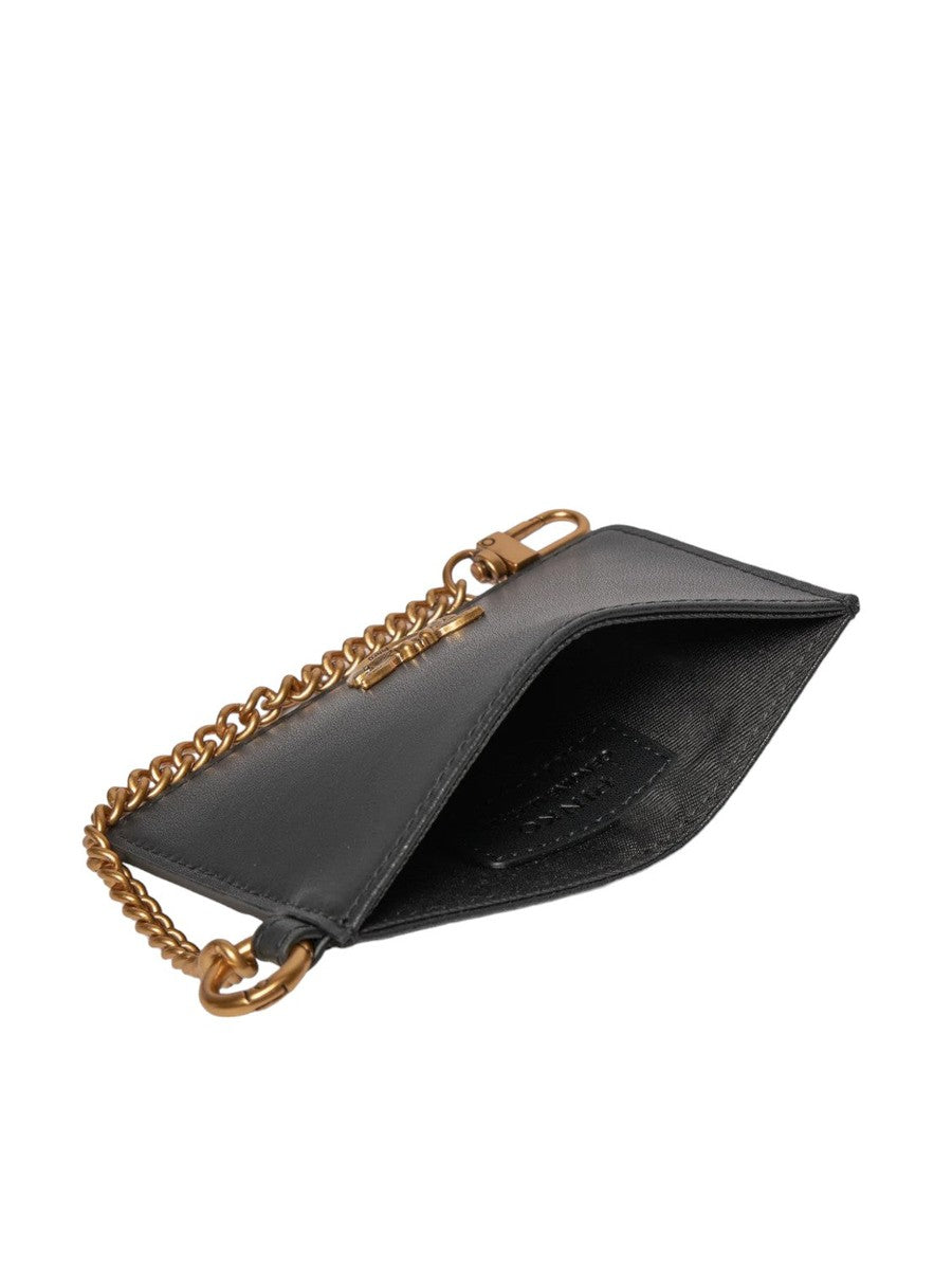 PORTA CARTE IN PELLE CON CATENELLA-Pinko-Portafogli-Vittorio Citro Boutique