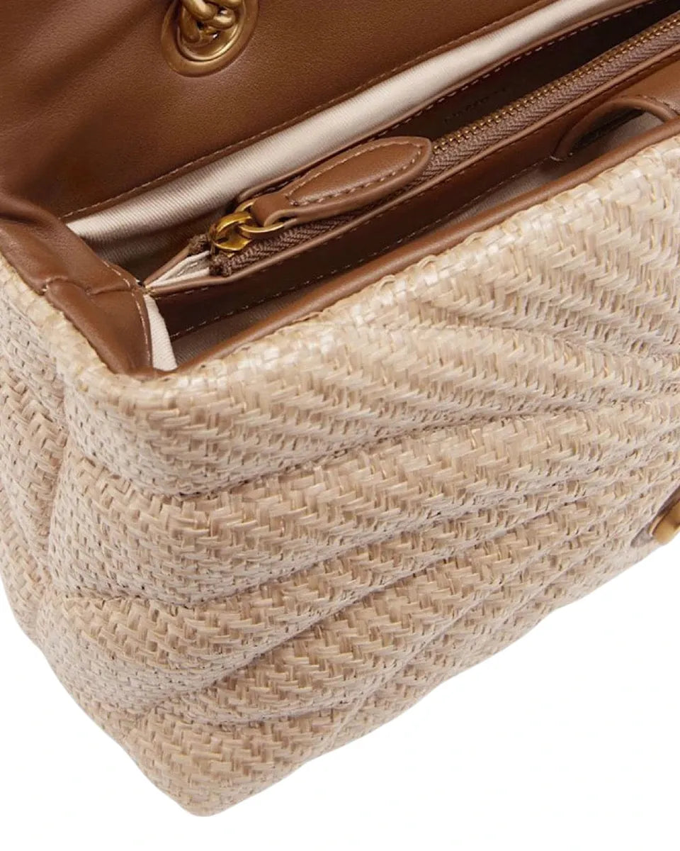 Mini Love Bag Puff in rafia con catena dorata e fibbia Love Birds-Pinko-Borse a spalla-Vittorio Citro Boutique