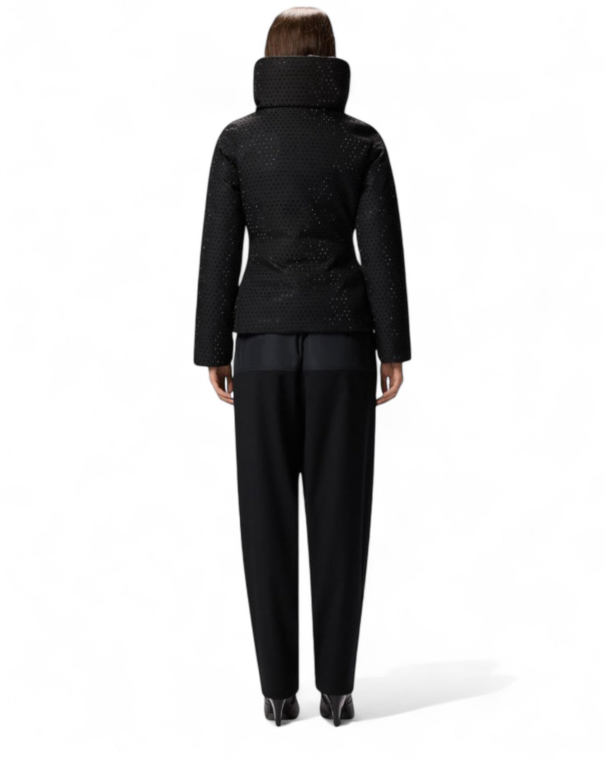 Piumino corto Nita con collo alto e mini strass-Pinko-Piumini-Vittorio Citro Boutique