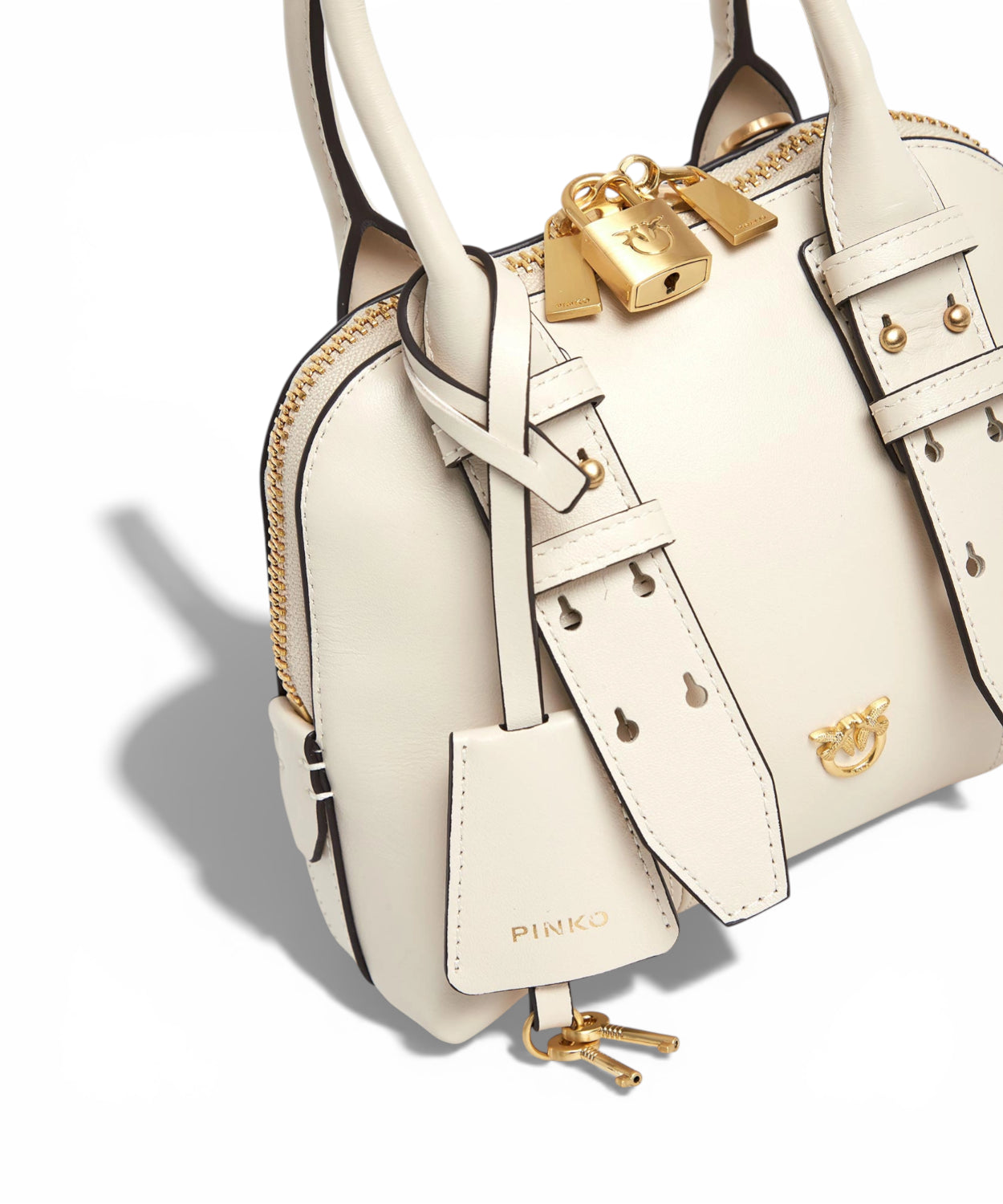 Borsa Bowling Pinko Zip Mini in Pelle