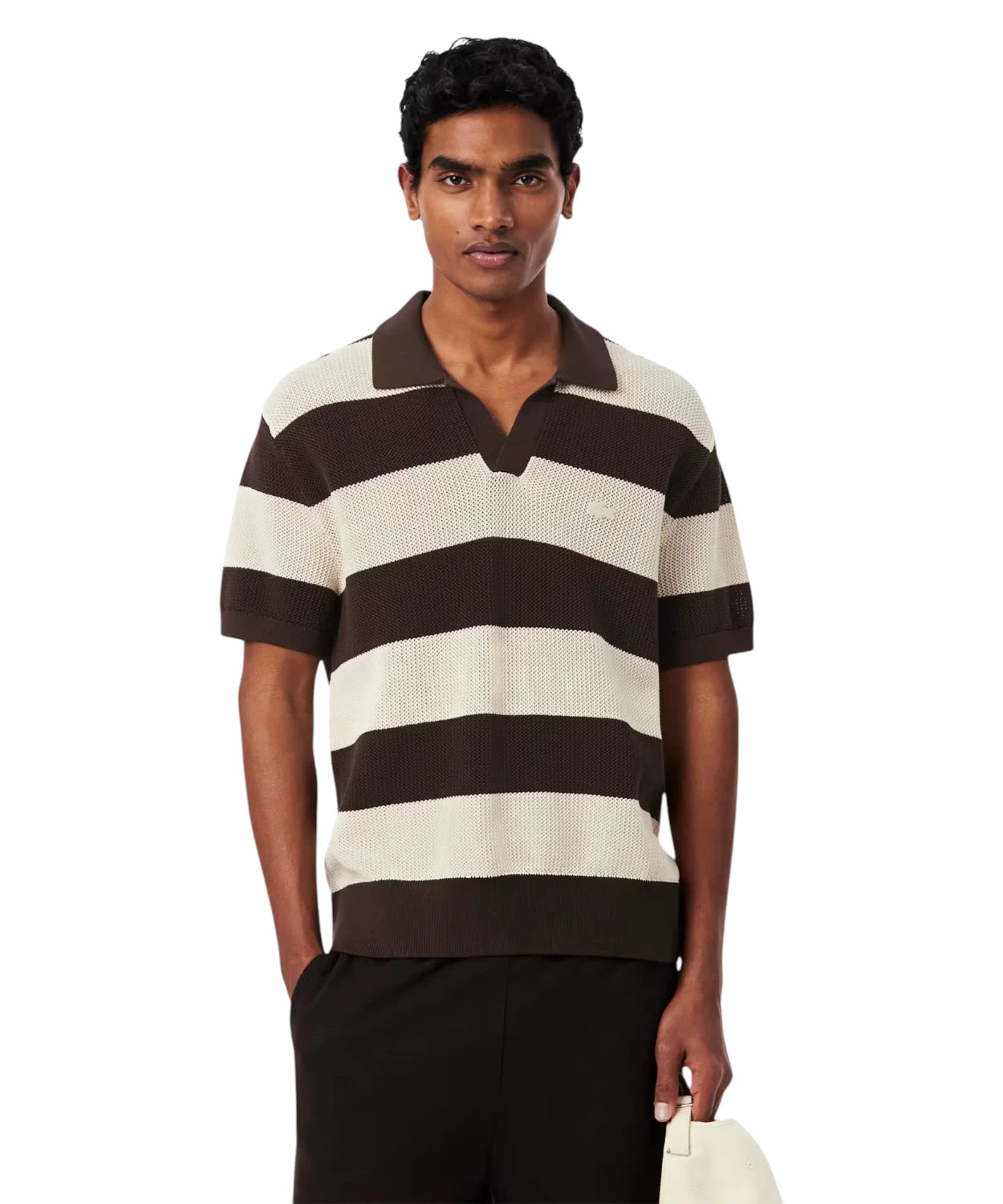 Polo homme Lacoste à rayures - Coupe décontractée en coton
