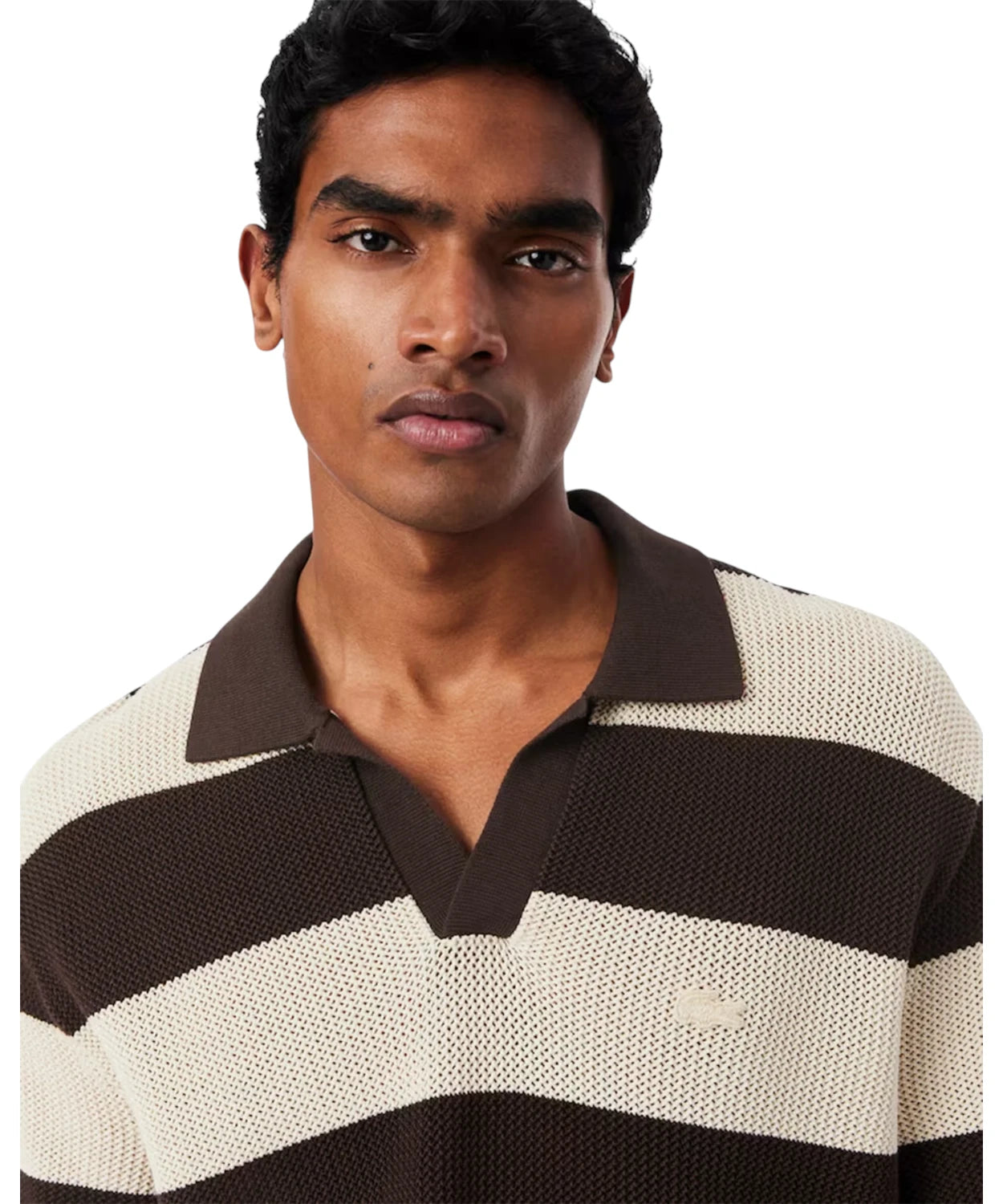 Polo homme Lacoste à rayures - Coupe décontractée en coton