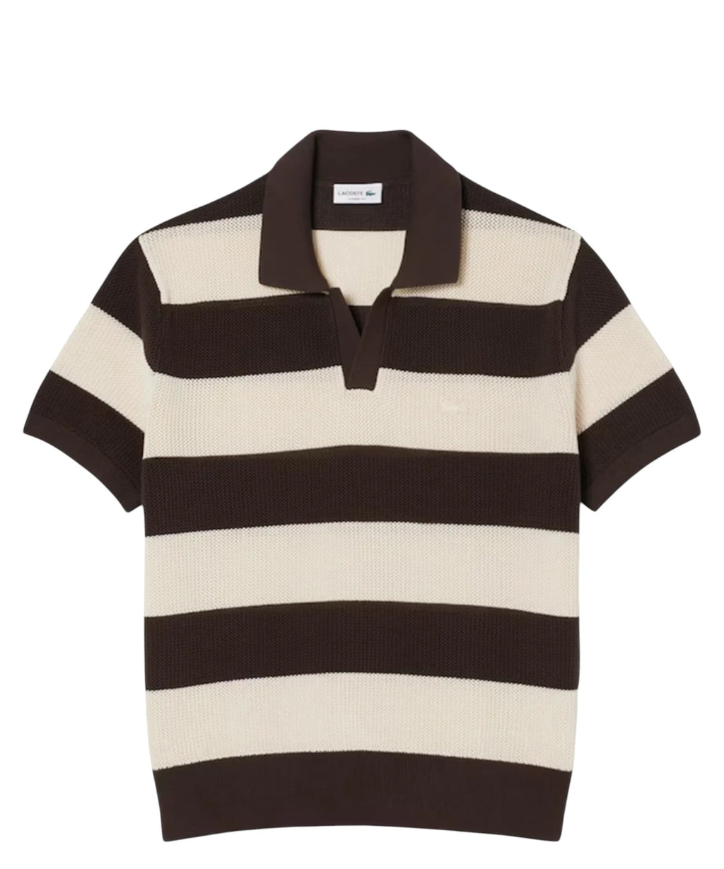 Polo homme Lacoste à rayures - Coupe décontractée en coton
