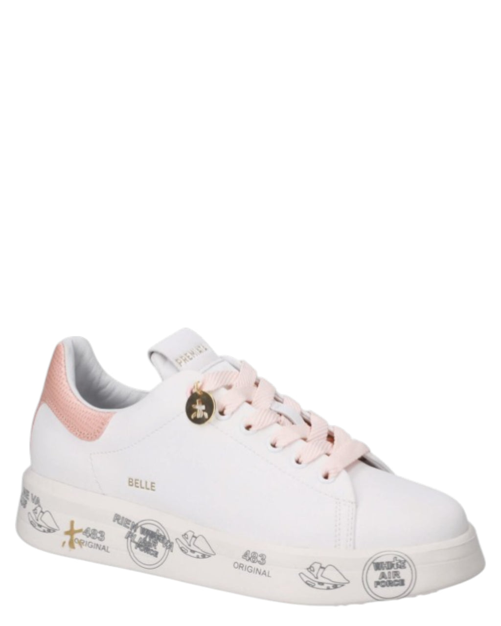 Premiata Belle 8159 Baskets en cuir – Semelle 4,2 cm avec fond graphique