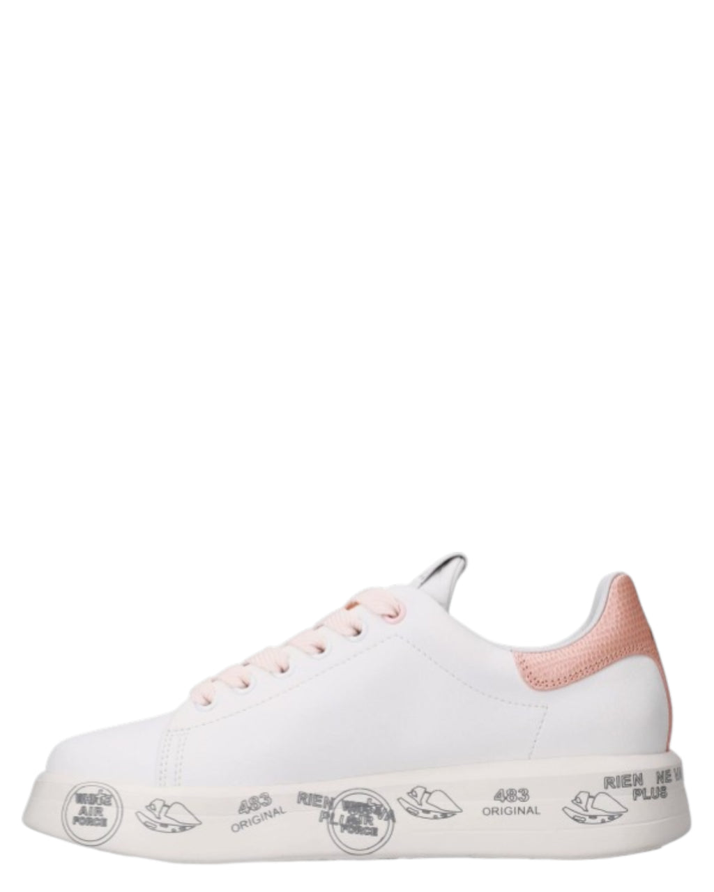 Premiata Belle 8159 Baskets en cuir – Semelle 4,2 cm avec fond graphique