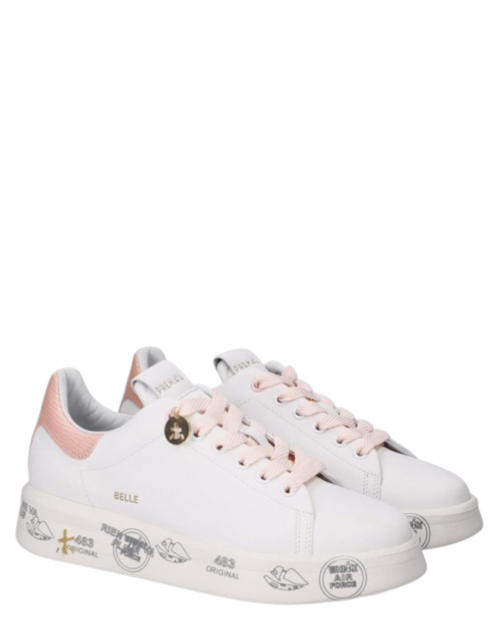 Premiata Belle 8159 Baskets en cuir – Semelle 4,2 cm avec fond graphique
