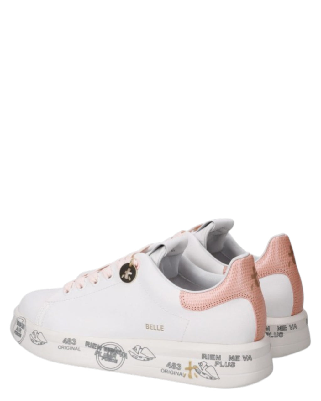 Premiata Belle 8159 Baskets en cuir – Semelle 4,2 cm avec fond graphique