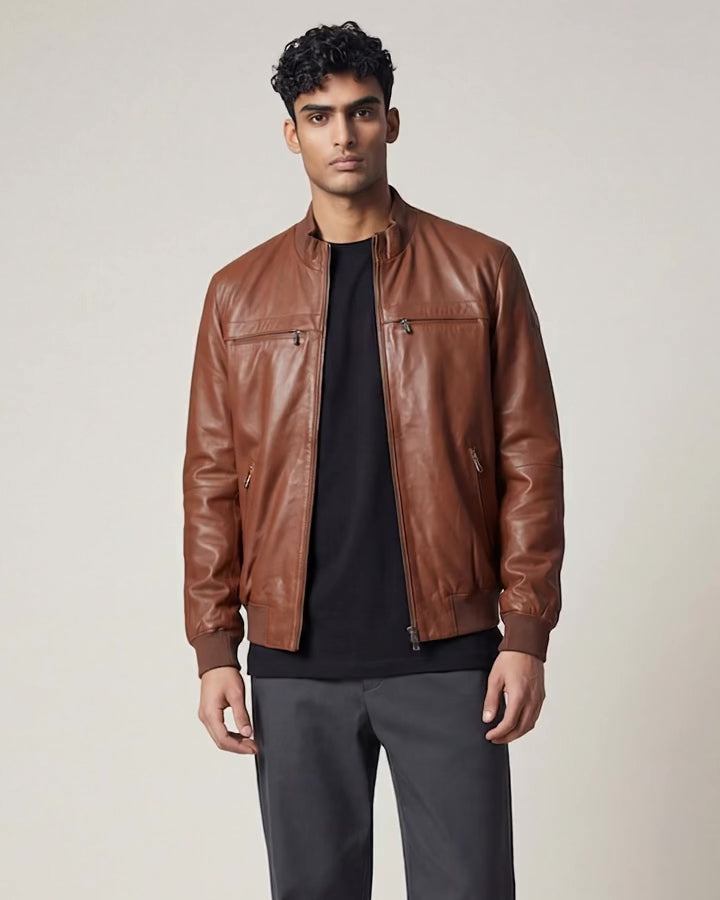 Giubbotto Uomo Peuterey Sands Leather in Pelle Cuoio