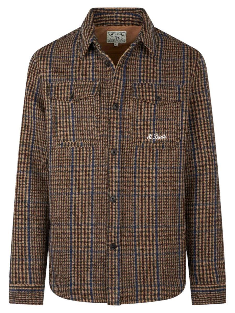 Camicia in Principe di Galles di lana con tasche e toppe-Mc2 Saint Barth-Camicie-Vittorio Citro Boutique